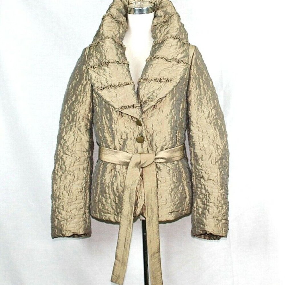 MARIELLA BURANI GORGEOUS WINTER GOLD JACKET US SIZE 10 NEW MADE IN ITALY 119